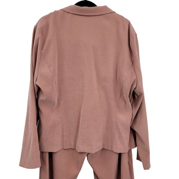 Vintage Pant Set 2pc 18 Pink Long Sleeve Grommet Zip Blazer High-rise Tapered - Picture 10 of 17